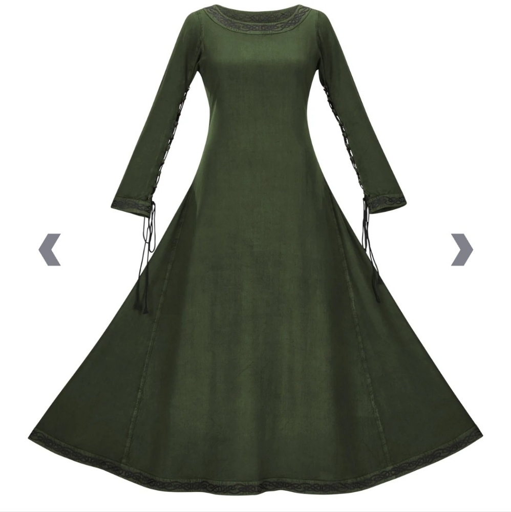 Light Green Celtic Long Sleeve Dress Ren Faire 3x Merida Holy Clothing